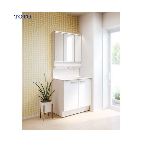 TOTO 洗面化粧台 オクターブ間口750mm 三面鏡 ワイドLED照明 セット