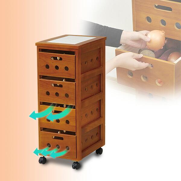 山善（YAMAZEN） 野菜ストッカーワゴン HYS-8030(OBR) ブラウン