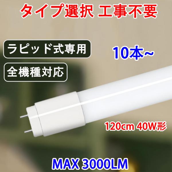 慧光（エコウ） LED蛍光灯 40W形 10本セット 工事不要 ラピッド式器具