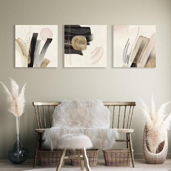 正方形キャンバスパネル Nuance Japandi 抽象画 3枚セット 北欧