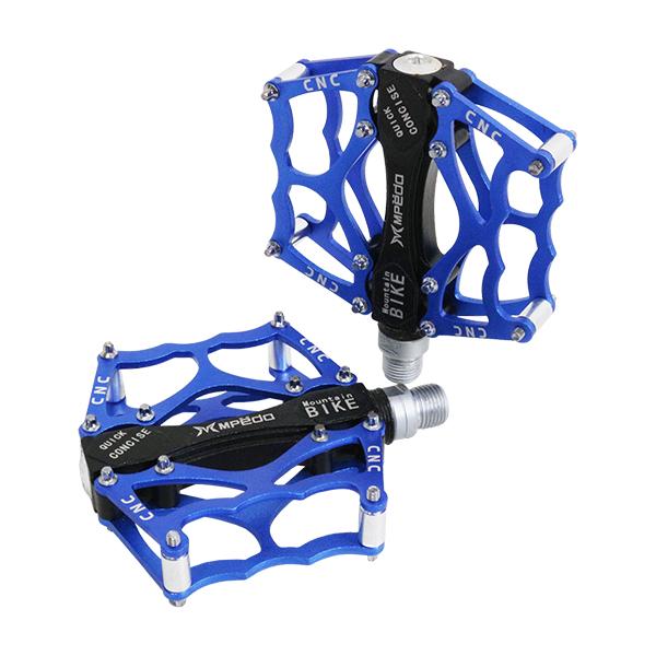 自転車 アルミペダル 左右 2個 セット ブルー 青 フラットペダル 軽量
