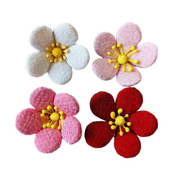 お正月飾り ひな祭り ちりめん細工 桃の花（1個） : てづくり 手芸