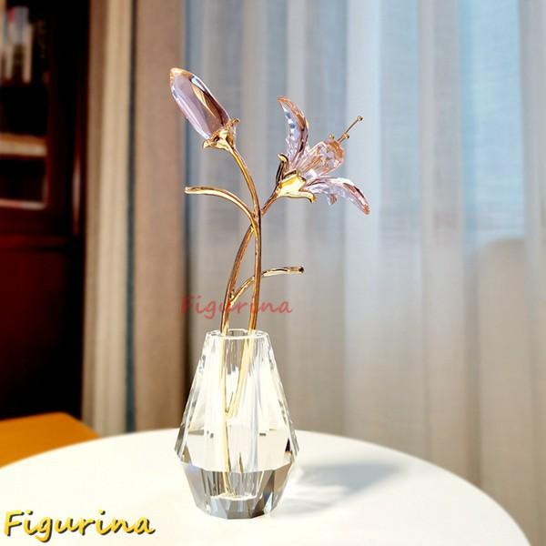 k9クリスタル 水晶造花 水晶置物 百合 枯れない花 インテリア 部屋飾り