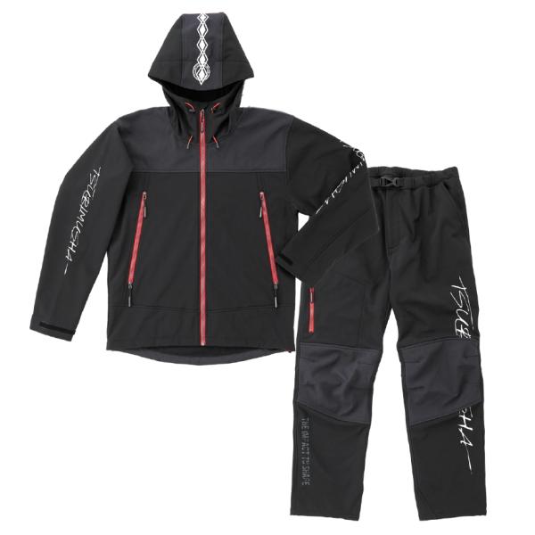 釣武者 3Dストレッチウィンドガードスーツ Script Ver. ブラック M