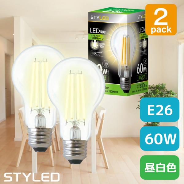 LED電球 E26口金 60W相当 一般電球形 全方向タイプ 昼白色（810