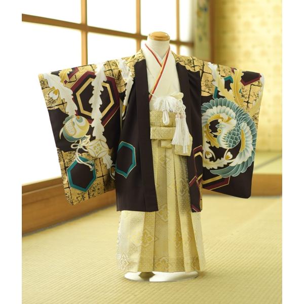 プチプリ 七五三 3歳 男の子 着物 レンタル ぷちぷり ゴールド 鳳凰 3