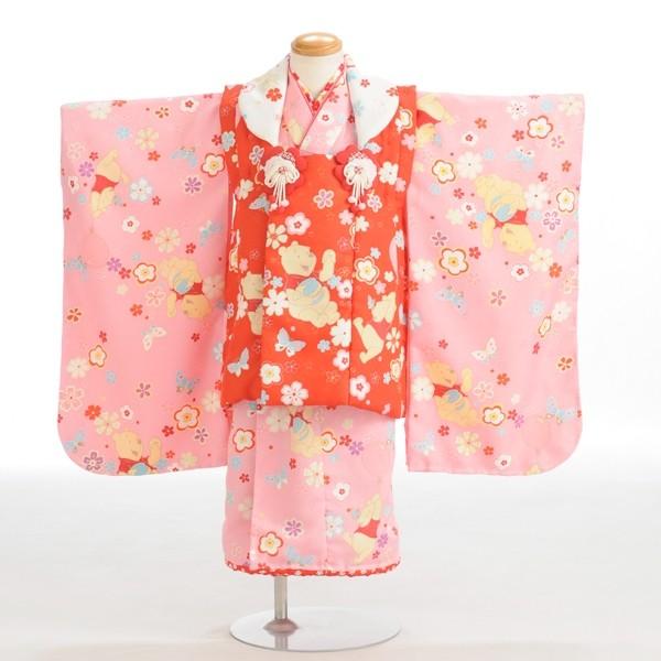 七五三 女の子 着物 レンタル 3歳 被布 ディズニーピンクプー《身長