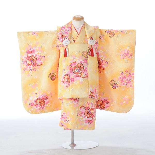 七五三 レンタル 3歳 女の子 被布 イエローつづみに桜《身長》90cm前後