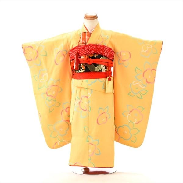 七五三 レンタル 3歳 女の子 山吹春椿 三ツ身《身長》95cm前後☆簡単な