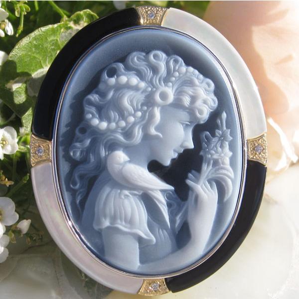 CAMEO（カメオ） H.P Muller作 ストーンカメオ 最高級ブラックメノウ