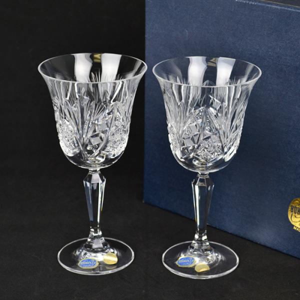 美品 Bohemia Crystal ボヘミア クリスタル ワイン グラス ペア
