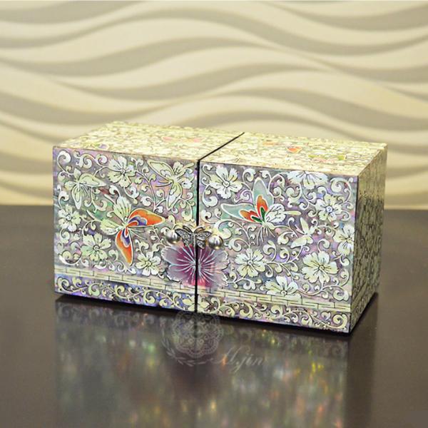 韓国螺鈿 螺鈿漆器 螺鈿 高級 宝石箱 ジュエリーボックス 鶴 韓国伝統