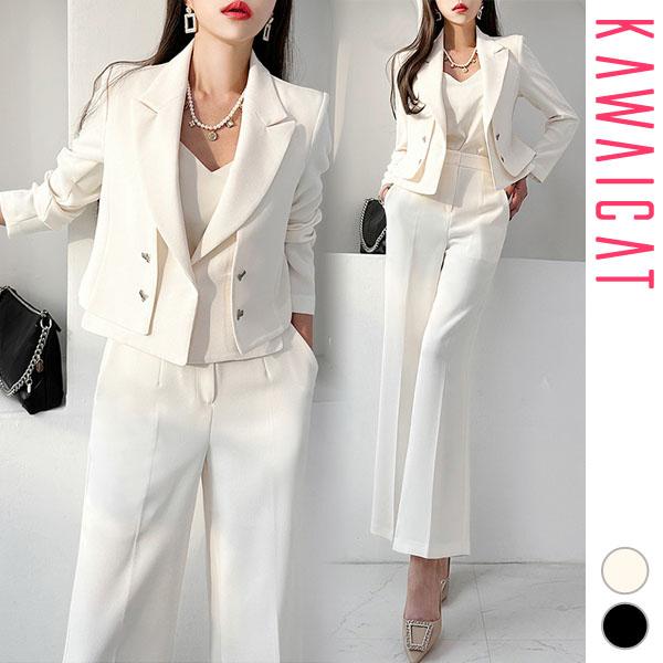 セットアップ レディース ジャケット 長袖 スラックス パンツ ハイ