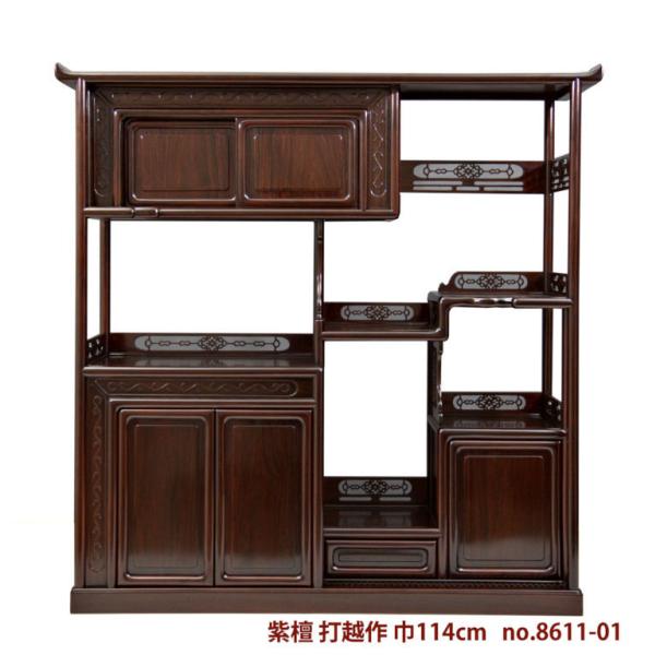 これから仕上品 唐木 飾り棚 紫檀 打越作 中違い3.8尺 高さ115cm 大阪