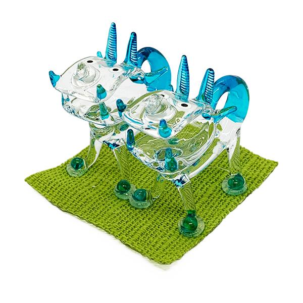 沖縄土産 シーサー 置物 玄関 ペア ミニ ガラスシーサー : 琉球ガラス