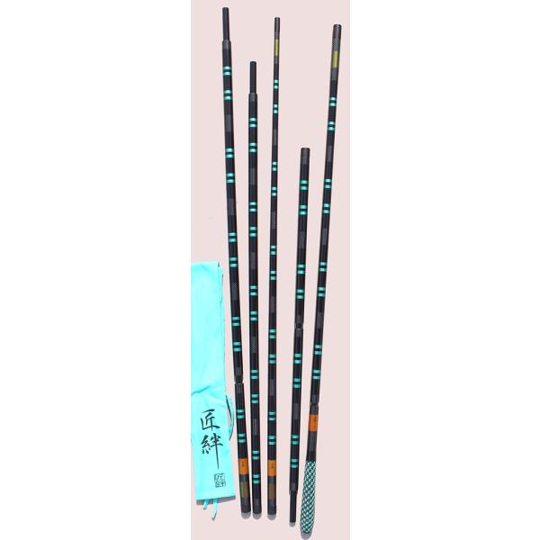 7尺から25尺！匠絆 マジックブルーモデル 竿掛け3本 タモの柄2