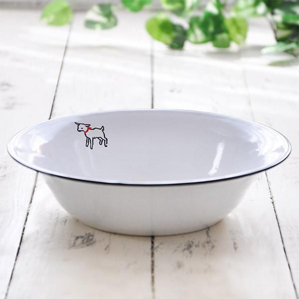 ホーロー 洗面器 子ヤギデザイン ウォッシュベイシン ホワイト/白 琺瑯