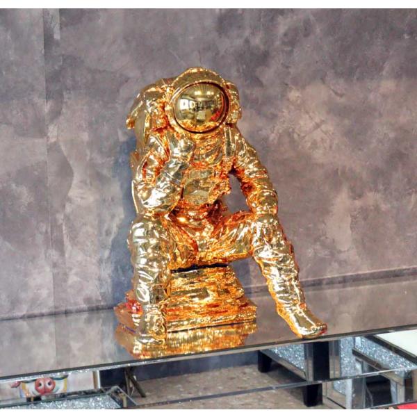 宇宙飛行士 オブジェ 置物 ゴールド 風水 金運 縁起物 : インテリア
