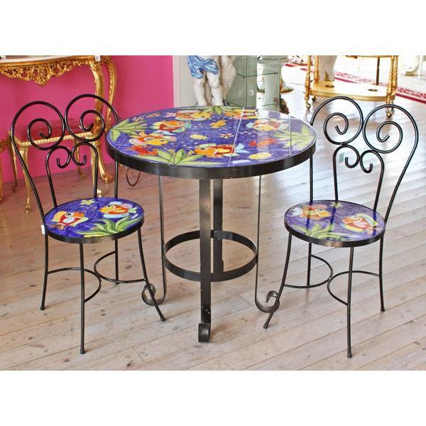 NINO PARRUCCA ニノ パルッカ ガーデンテーブル3点セット 80cm 魚