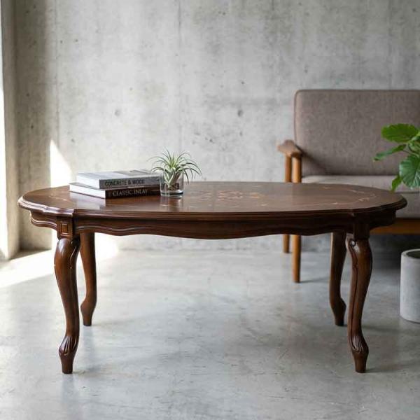 イタリア リビングテーブル 117cm センターテーブル 象嵌 ローテーブル