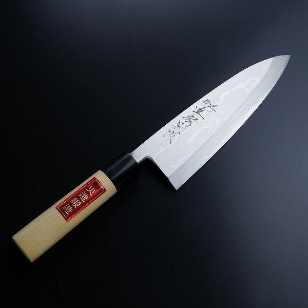 重宏別作 出刃包丁 片刃 210mm 青紙2号 付け鋼 ダマスカス模様 日本製