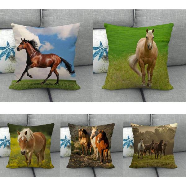 クッションカバー 馬 45x45cm リアル馬 ホーススタイル : Horse Style