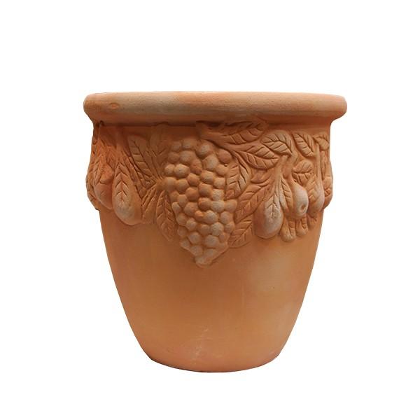 植木鉢 テラコッタ鉢 素焼き鉢 フルーツ柄 ロング T210 30×H29 6.6kg