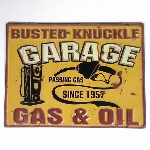 アメリカン ブリキ看板 GAS＆OIL ガソリン スタンド プレート 壁飾り