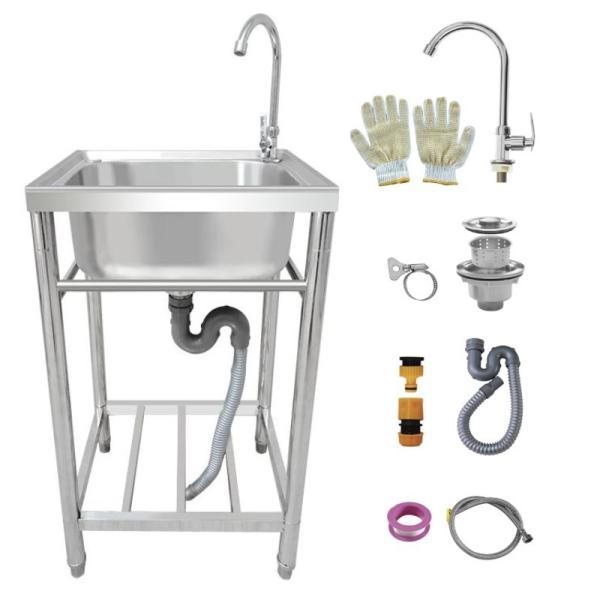 Hio 流し台 ステンレス製 蛇口水栓付き 蛇口左右に付けれる 屋外