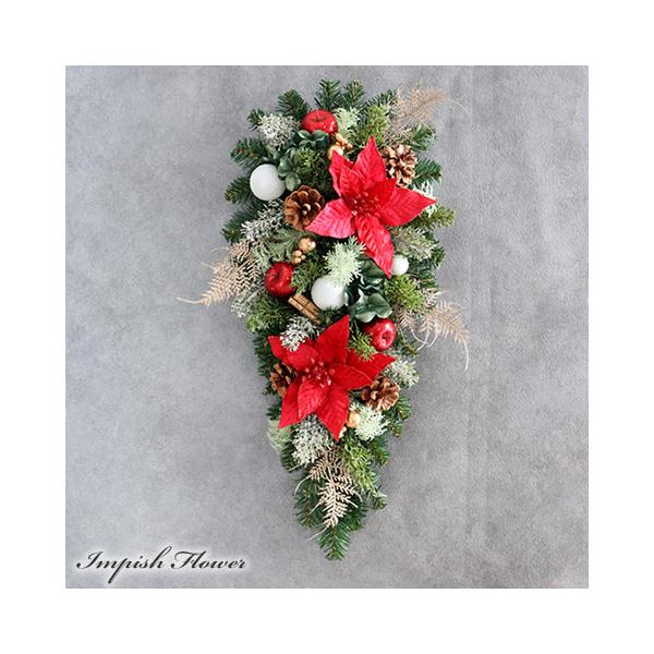 クリスマススワッグ 造花 壁掛け 豪華 ポインセチア 赤 クリスマス
