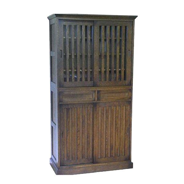 水屋箪笥 アンティーク 食器棚 引き戸 食器戸棚 木製 キッチンボード