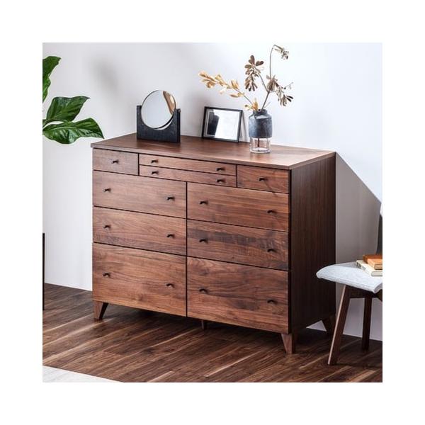 120 ドロワー チェスト 北欧 おしゃれ ウォールナット 天然木 国産日本