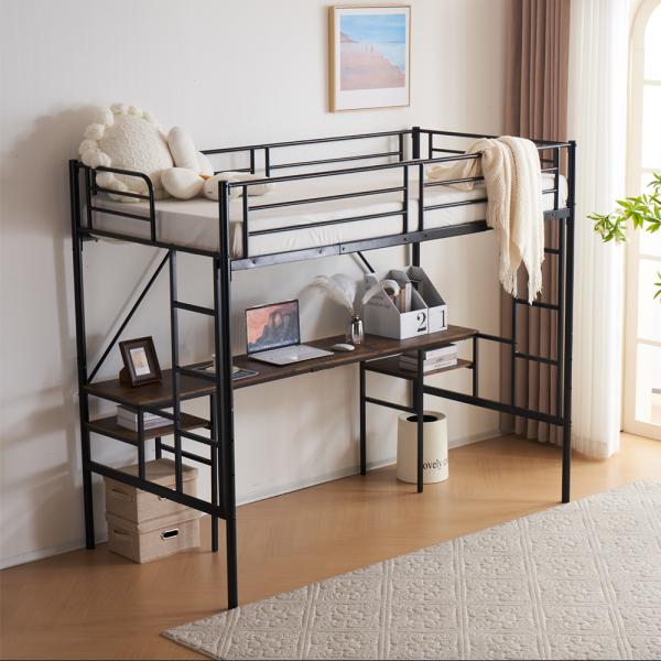システムベット ロフトベッド シングル デスク付き ラック棚付き 耐