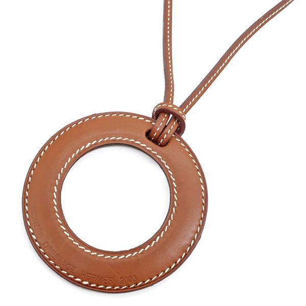 HERMES（エルメス） ネックレス ルーペネックレス ブラウン レザー