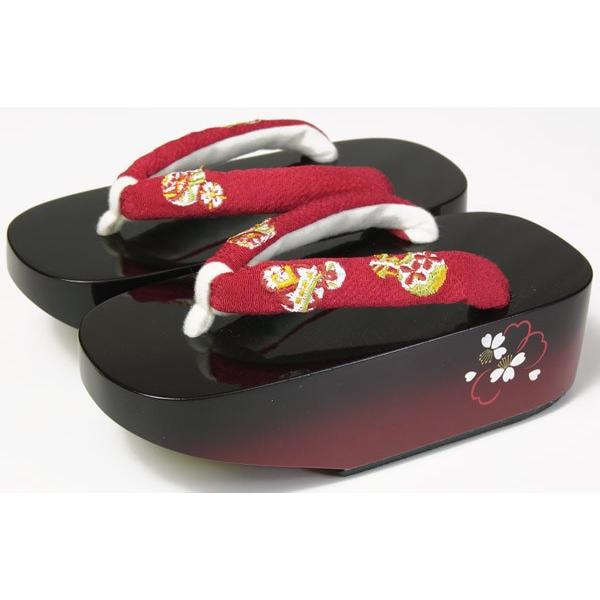 子供履物七五三こっぽり 女児ぽっこり7歳前後用 21cm 黒色台座に赤鼻緒