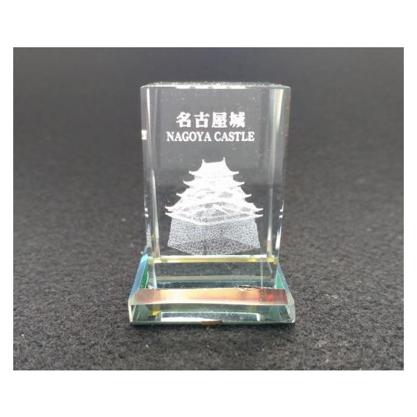 クリスタル 置物 3D 金鯱 名古屋城 オブジェ インテリア 立体彫刻