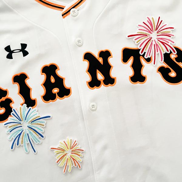 納期注意【読売ジャイアンツ 刺繍ワッペン 花火 3個セット