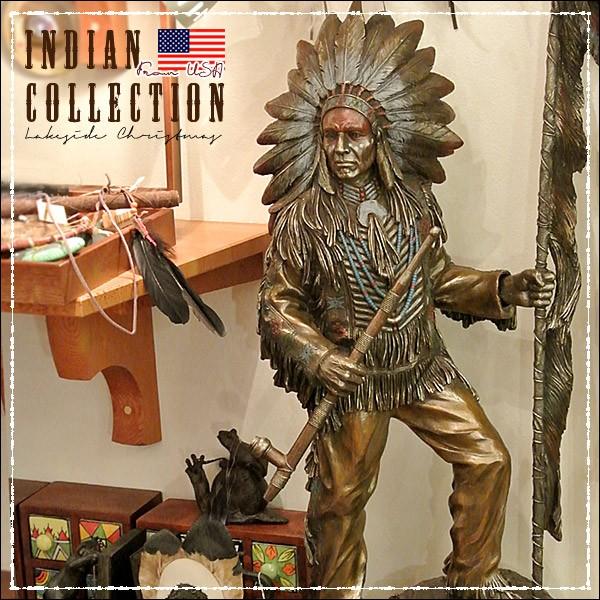 インディアン像 置物/Indian/先住民族/置き物/アメリカ直輸入/コールド