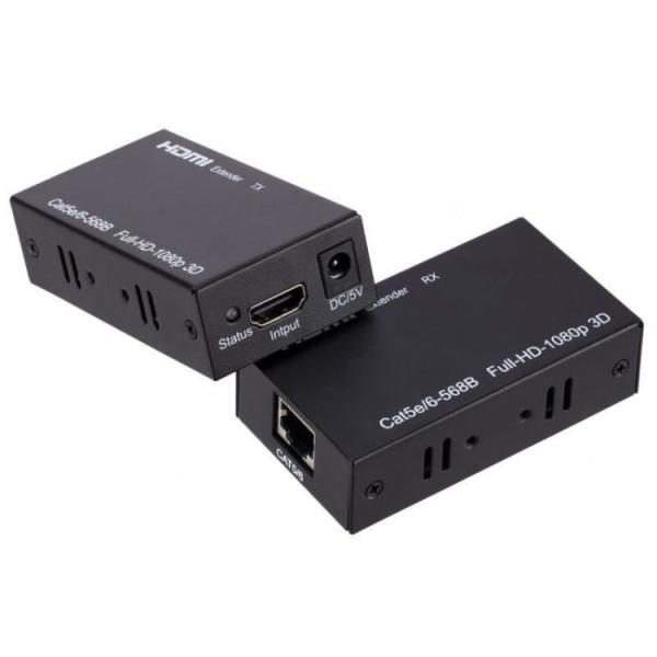 HDMI延長器 HDMI信号を60mまで延長 3D 1080P 音声対応 RJ45 LAN