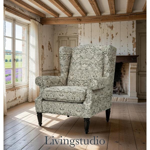 輸入家具 シングルソファ いちご泥棒 イチゴ グレー ジェニファー