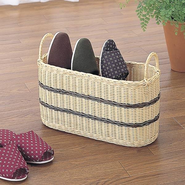 スリッパかご ラタン スリッパたて 籐家具 幅44cm （ アジアン