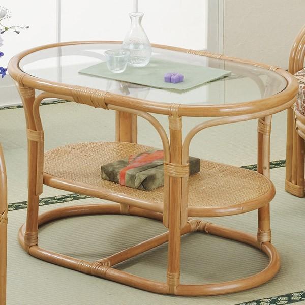 ナチュラル♪ カーブが可愛い！天然素材◾️ガラス天板×籐ラタン