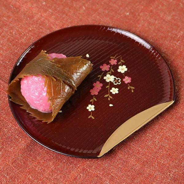 銘々皿 半月皿 溜渕金 花さくら 漆器 和菓子 皿 食器 日本製