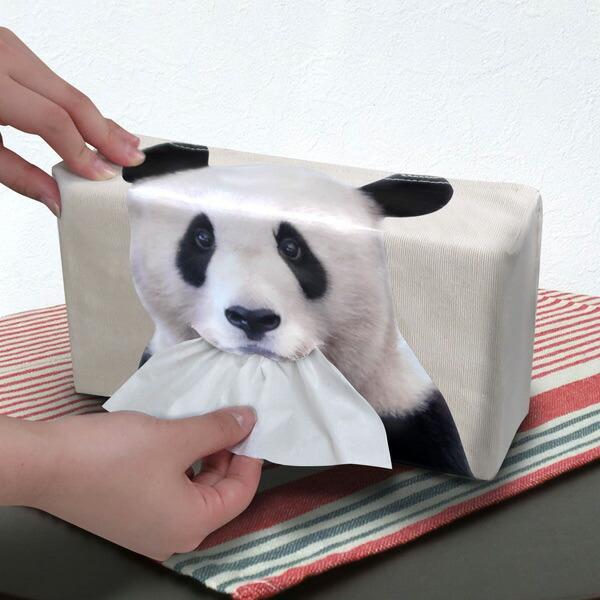 ティッシュケース ボックスティッシュケース パンダ プリント
