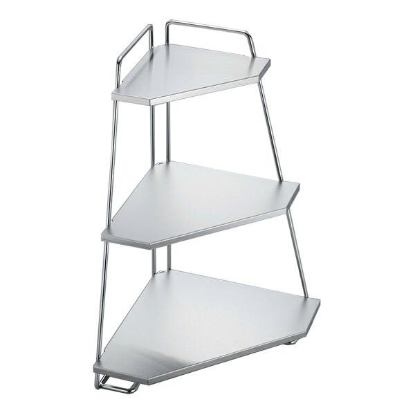 コンロコーナーラック 3段 ステンレス製 コンロラック （ コーナー