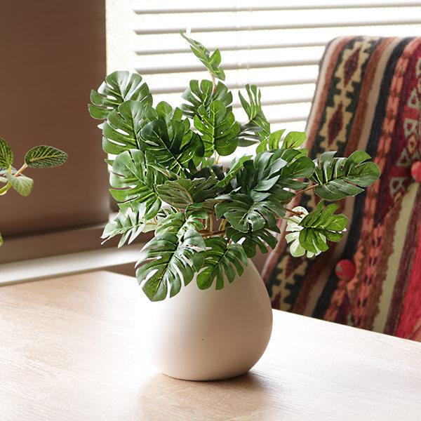 人工観葉植物 モンステラ 19cm フェイクグリーン 造花 光触媒 （ ミニ