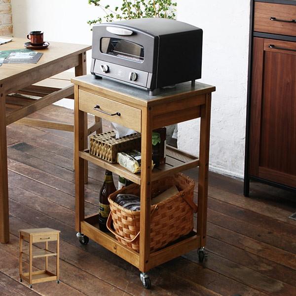 ワゴン 幅35cm Rasic キッチンワゴン 木製 天然木 キャスター付き