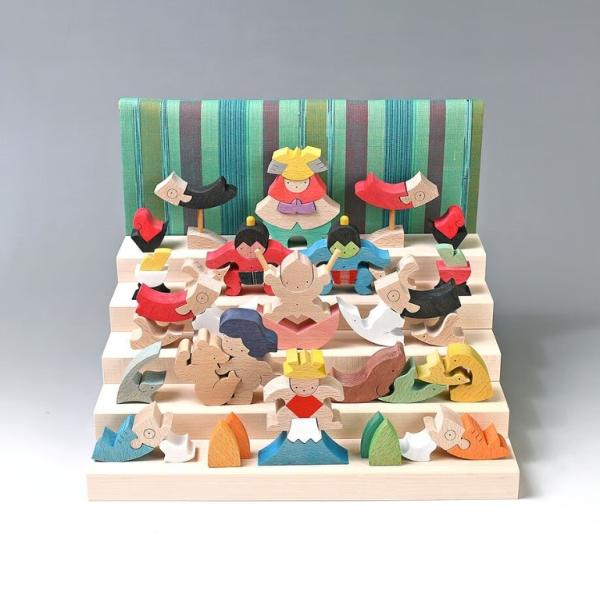 小黒三郎 組み木 五月人形 KK246 里山円武者五段飾り 普通垂幕 木製