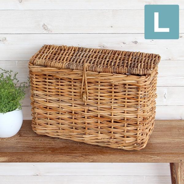 アラログフタ付きスリムバスケットL /アラログ ラタン かご 籐製 ふた