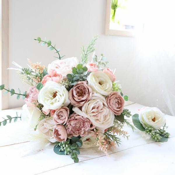 アンティーク〜クリーム クラッチブーケ オールドローズ 前撮り フォト